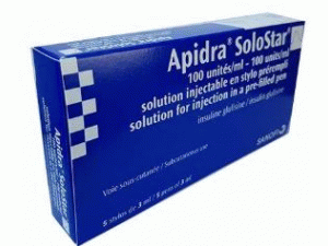 谷赖胰岛素注射笔Insulin Glulisine(Apidra 100E/ml SoloStar Fertigpen 5X3ml)